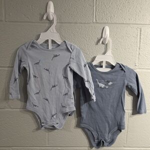 Carter's Blue Dinosaur Long Sleeve Bodysuit Set